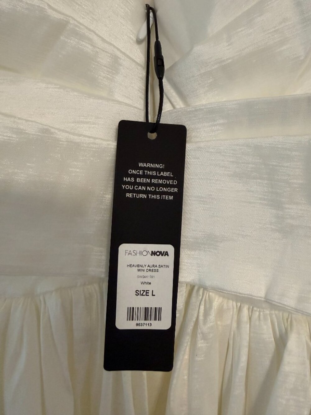Heavenly Aura Satin Bubble Mini Dress – White – L – NWT Never Worn - Picture 4 of 4